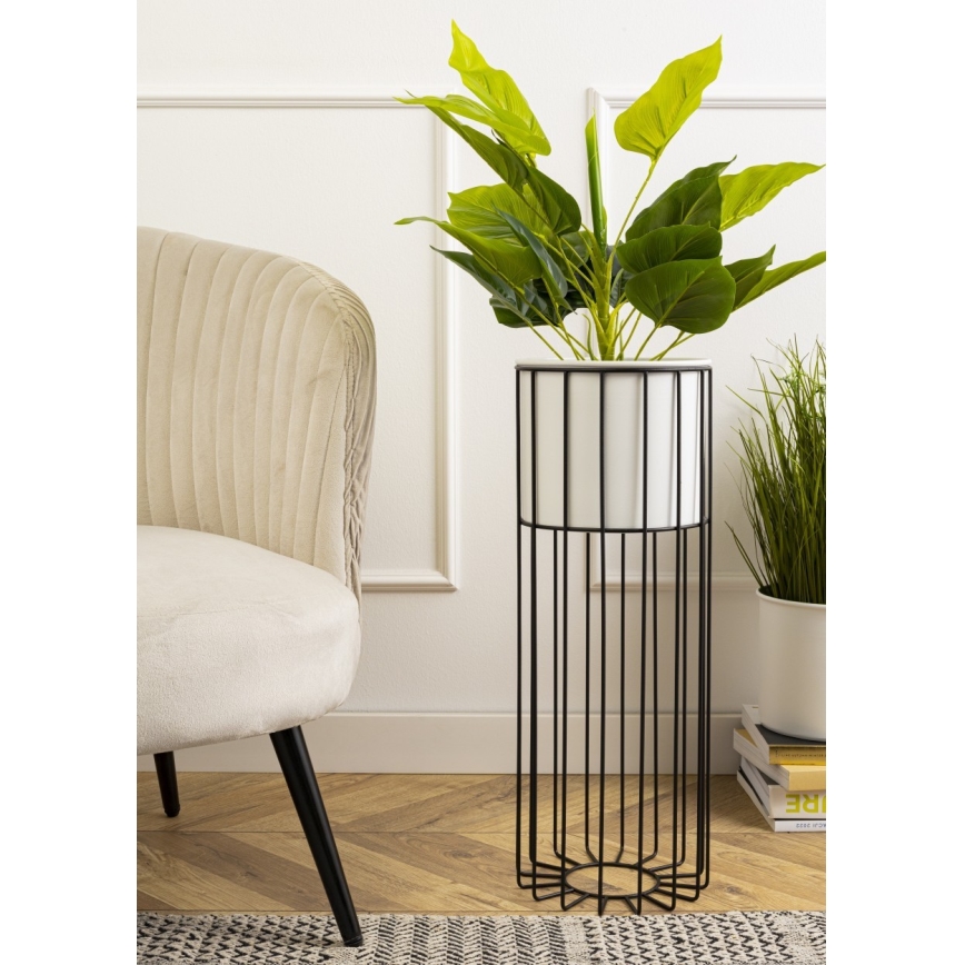 Metalna posuda za cveće LOFT 55x20 cm crno/bela
