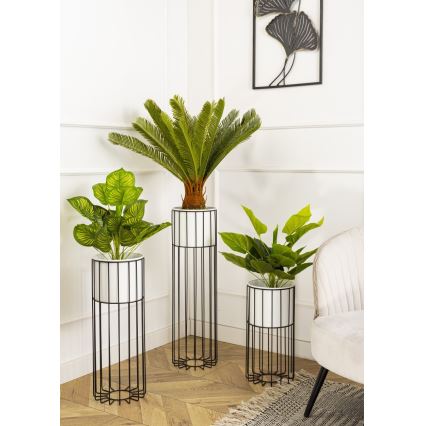 Metalna posuda za cveće LOFT 55x20 cm crno/bela