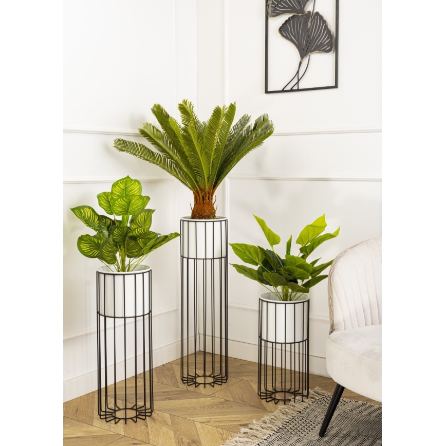 Metalna posuda za cveće LOFT 55x20 cm crno/bela