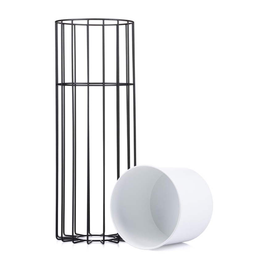 Metalna posuda za cveće LOFT 55x20 cm crno/bela