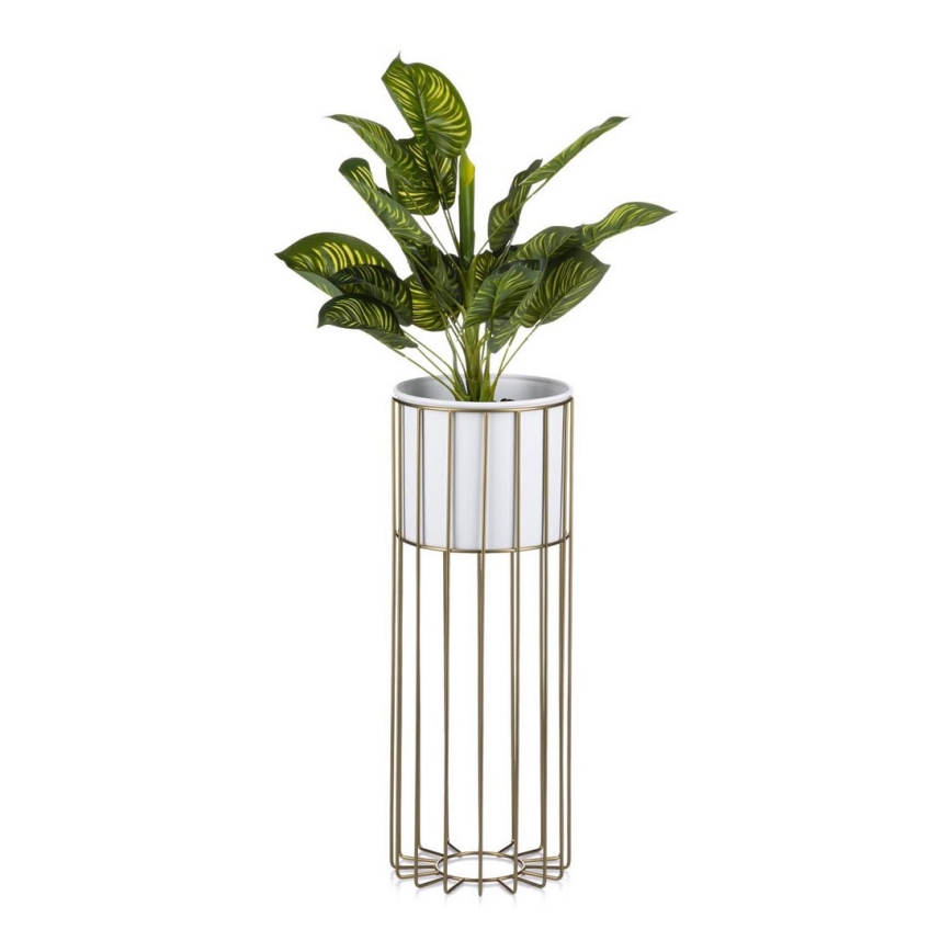 Metalna posuda za cveće LOFT 55x20 cm zlatna/bela