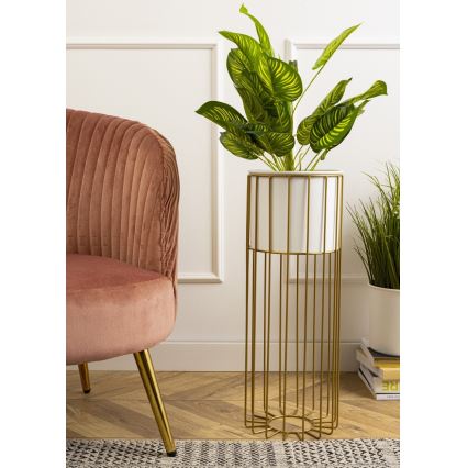 Metalna posuda za cveće LOFT 55x20 cm zlatna/bela
