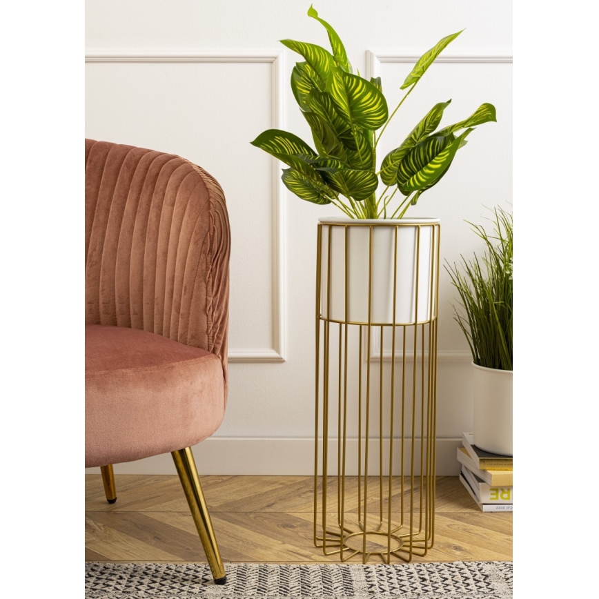 Metalna posuda za cveće LOFT 55x20 cm zlatna/bela