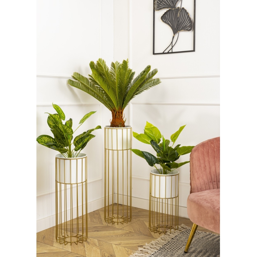 Metalna posuda za cveće LOFT 55x20 cm zlatna/bela