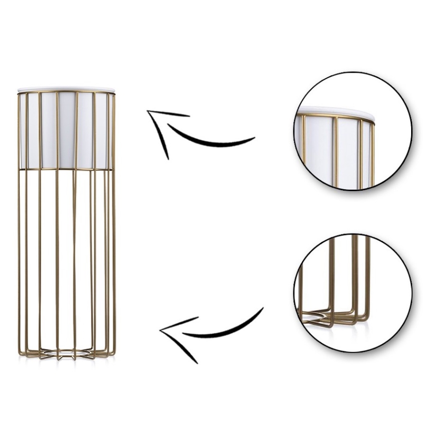 Metalna posuda za cveće LOFT 55x20 cm zlatna/bela