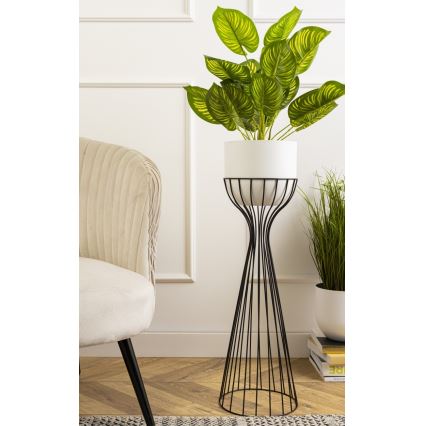 Metalna posuda za cveće LOFT 56x20 cm crno/bela