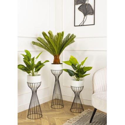 Metalna posuda za cveće LOFT 56x20 cm crno/bela