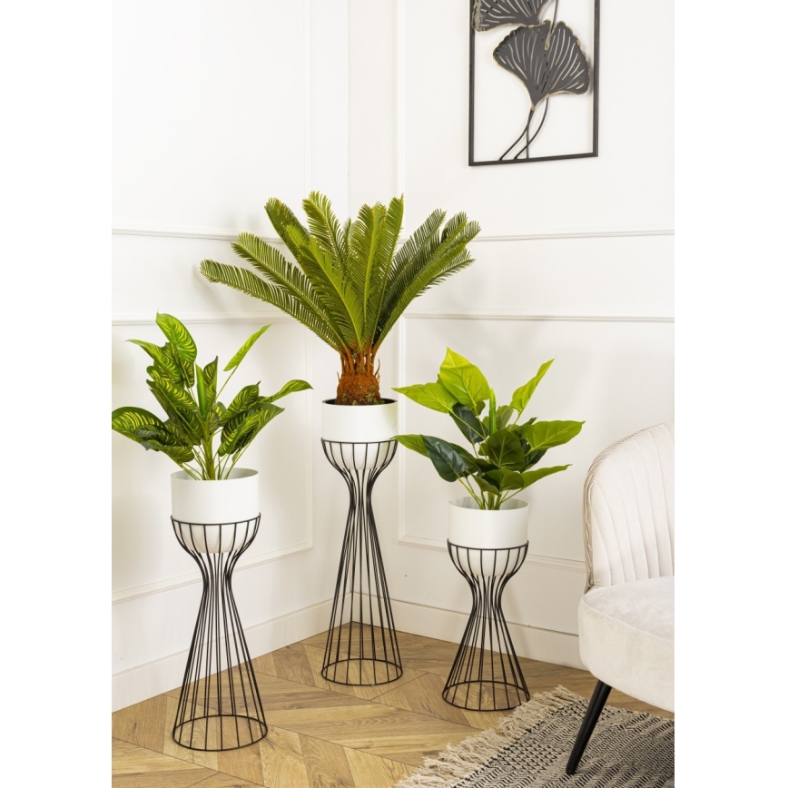 Metalna posuda za cveće LOFT 56x20 cm crno/bela