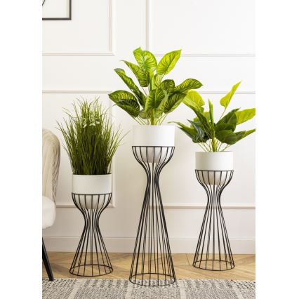 Metalna posuda za cveće LOFT 56x20 cm crno/bela