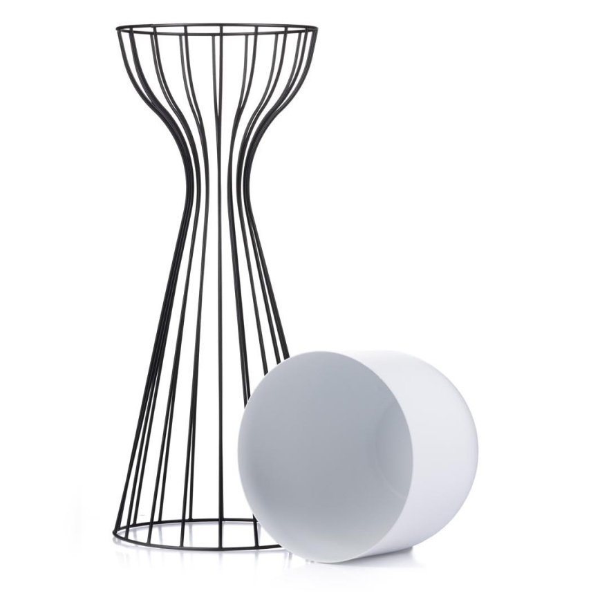 Metalna posuda za cveće LOFT 56x20 cm crno/bela