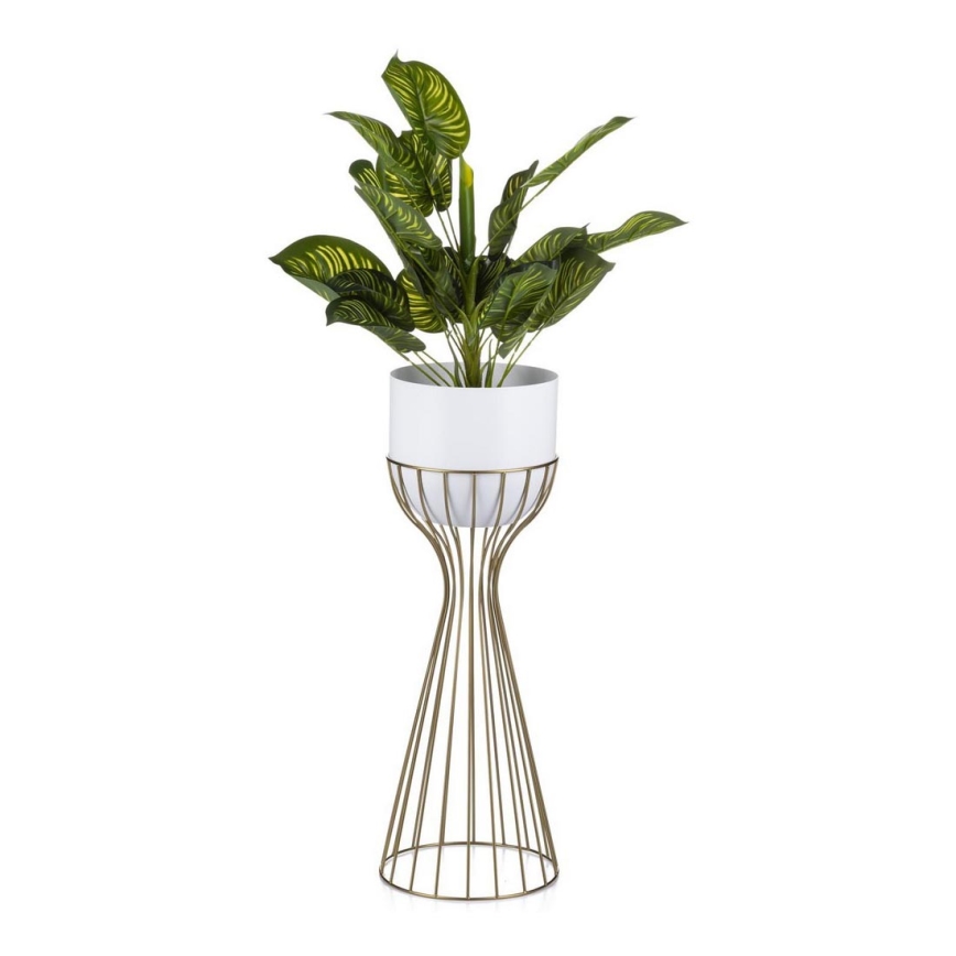 Metalna posuda za cveće LOFT 56x20 cm zlatna/bela