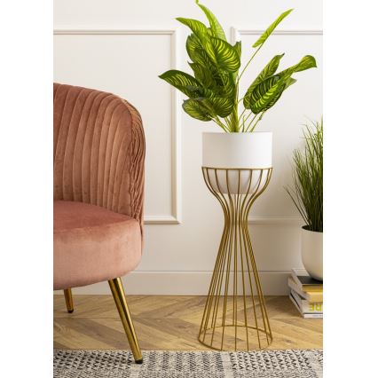 Metalna posuda za cveće LOFT 56x20 cm zlatna/bela