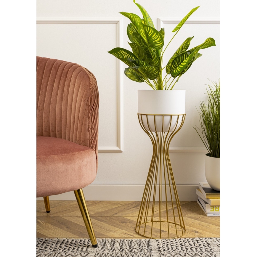 Metalna posuda za cveće LOFT 56x20 cm zlatna/bela