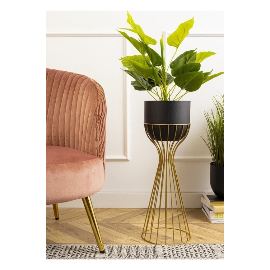Metalna posuda za cveće LOFT 56x20 cm zlatna/crno