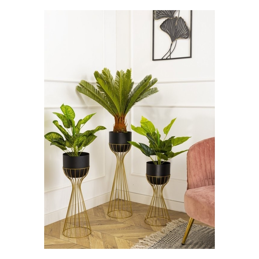 Metalna posuda za cveće LOFT 56x20 cm zlatna/crno