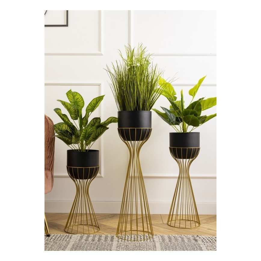 Metalna posuda za cveće LOFT 56x20 cm zlatna/crno