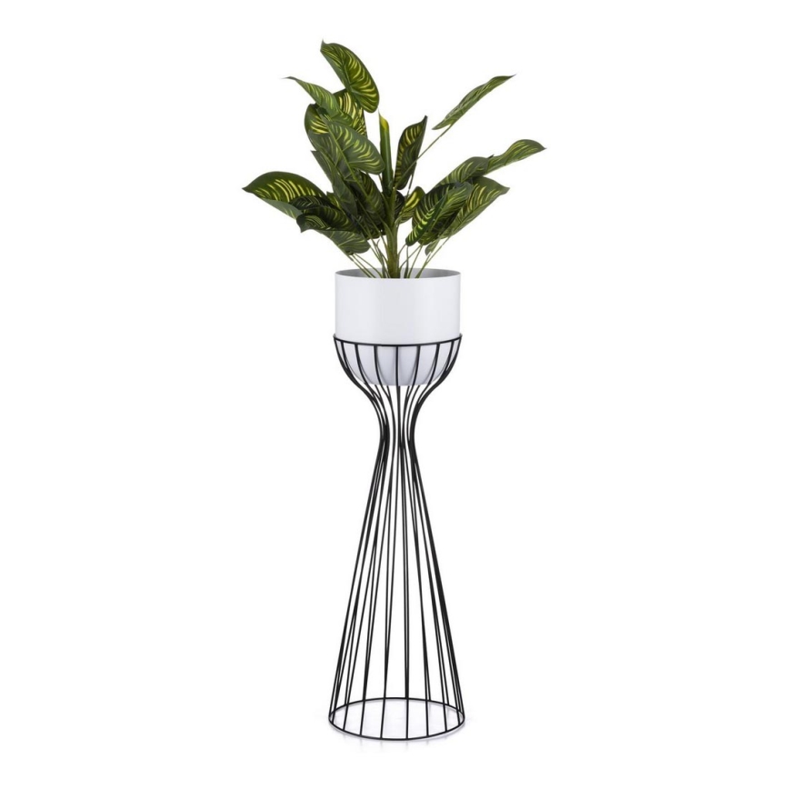 Metalna posuda za cveće LOFT 68x20 cm crno/bela