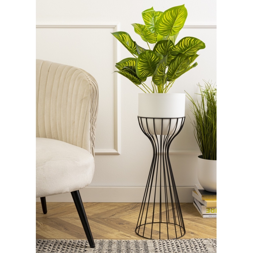 Metalna posuda za cveće LOFT 68x20 cm crno/bela