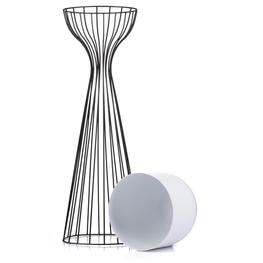 Metalna posuda za cveće LOFT 68x20 cm crno/bela