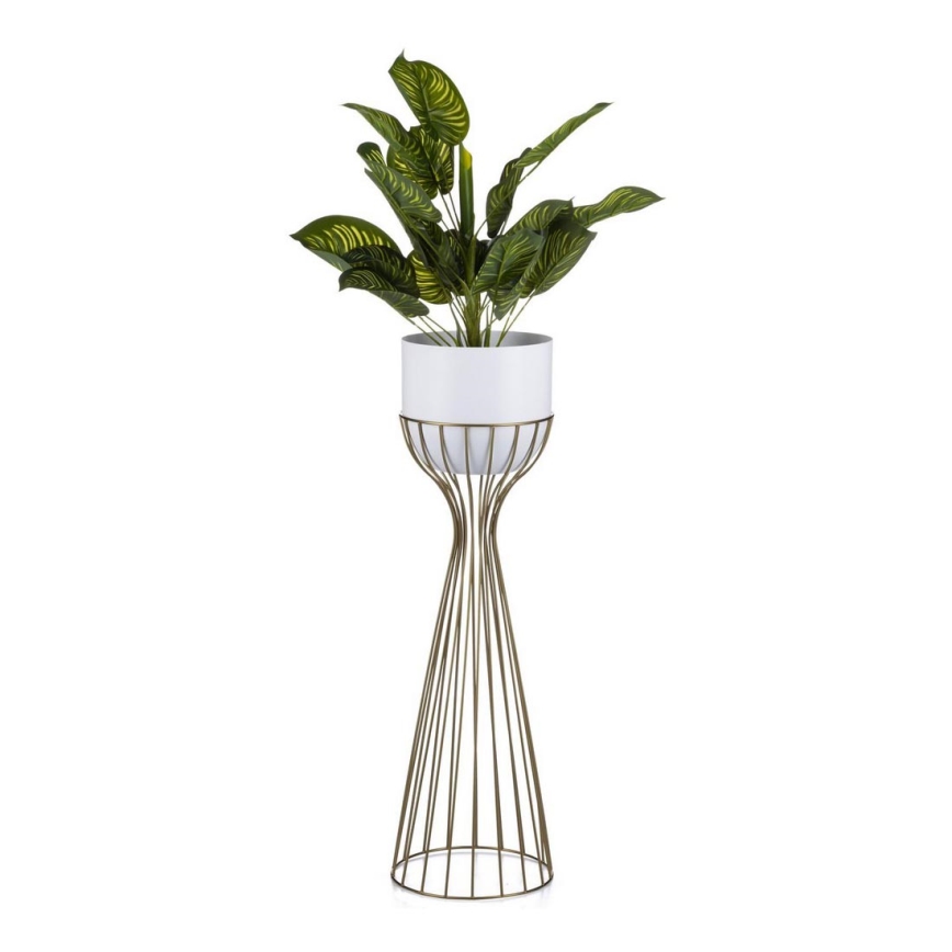 Metalna posuda za cveće LOFT 68x20 cm zlatna/bela
