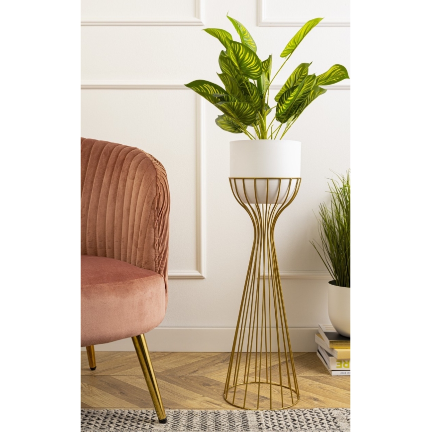 Metalna posuda za cveće LOFT 68x20 cm zlatna/bela
