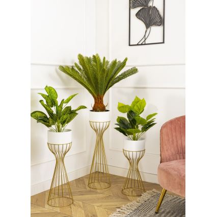Metalna posuda za cveće LOFT 68x20 cm zlatna/bela