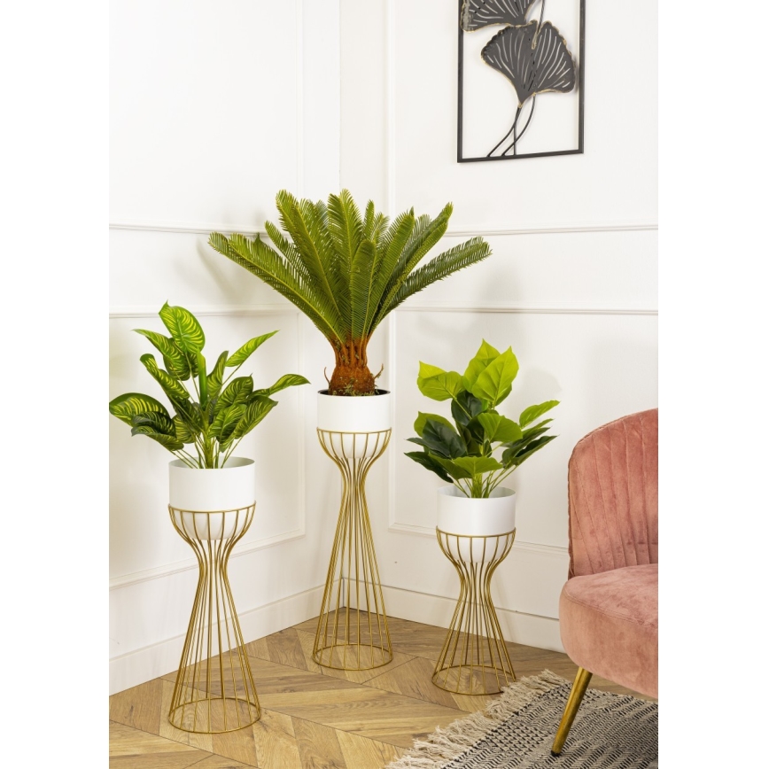 Metalna posuda za cveće LOFT 68x20 cm zlatna/bela