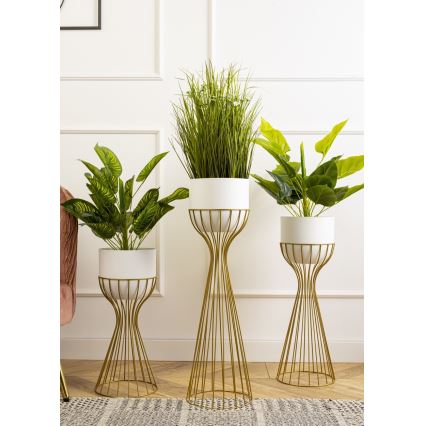 Metalna posuda za cveće LOFT 68x20 cm zlatna/bela