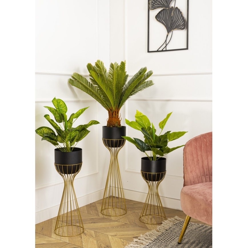 Metalna posuda za cveće LOFT 68x20 cm zlatna/crno