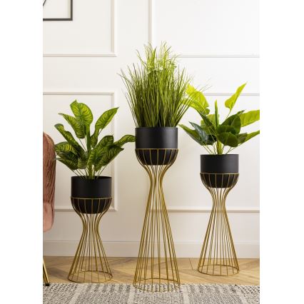 Metalna posuda za cveće LOFT 68x20 cm zlatna/crno