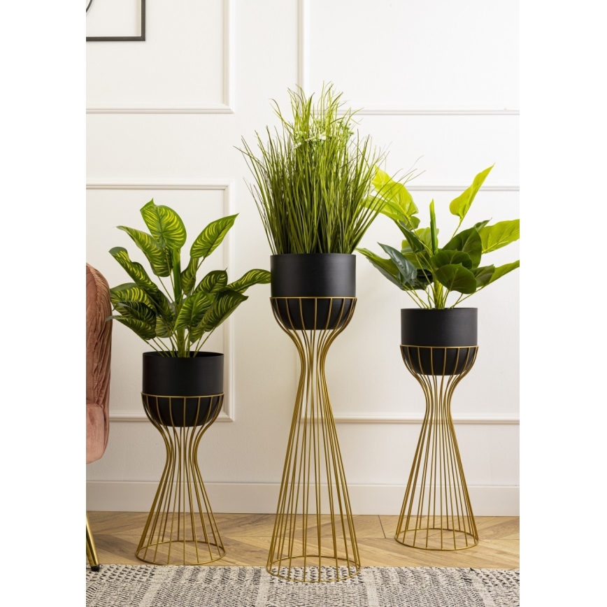 Metalna posuda za cveće LOFT 68x20 cm zlatna/crno