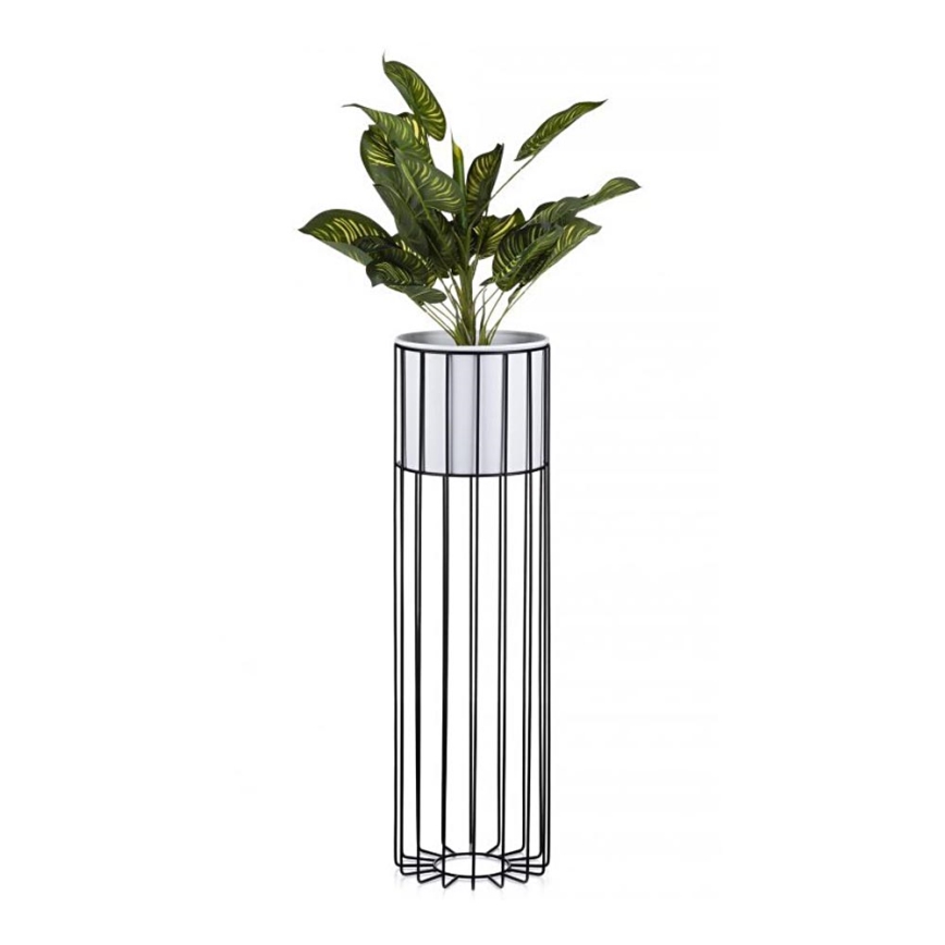Metalna posuda za cveće LOFT 70x20 cm crno/bela