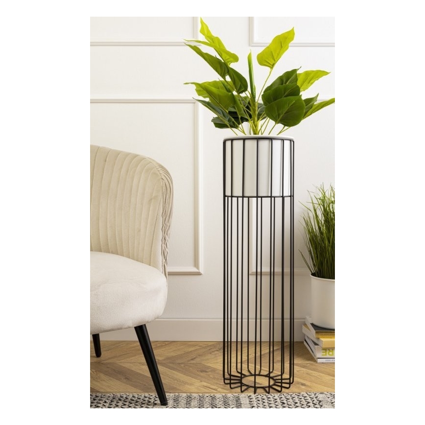 Metalna posuda za cveće LOFT 70x20 cm crno/bela