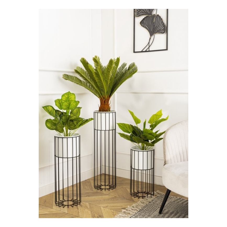 Metalna posuda za cveće LOFT 70x20 cm crno/bela