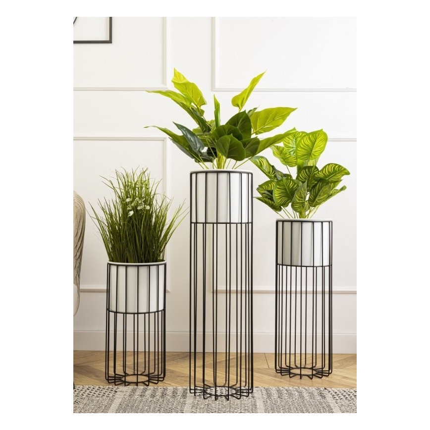 Metalna posuda za cveće LOFT 70x20 cm crno/bela
