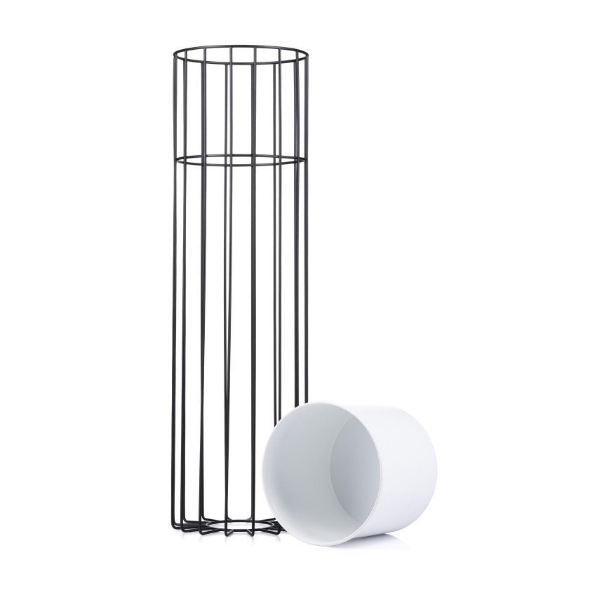 Metalna posuda za cveće LOFT 70x20 cm crno/bela