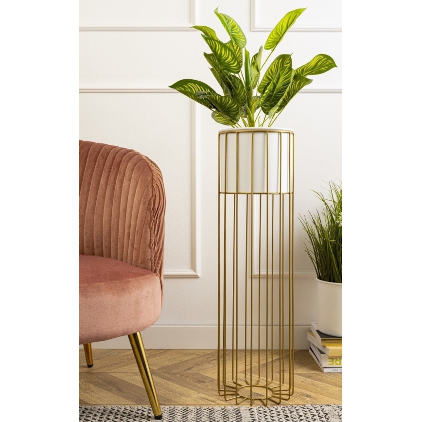 Metalna posuda za cveće LOFT 70x20 cm zlatna/bela