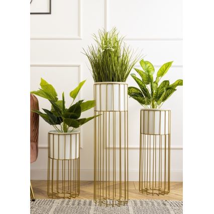 Metalna posuda za cveće LOFT 70x20 cm zlatna/bela
