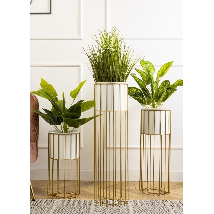 Metalna posuda za cveće LOFT 70x20 cm zlatna/bela