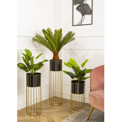 Metalna posuda za cveće LOFT 70x20 cm zlatna/crno