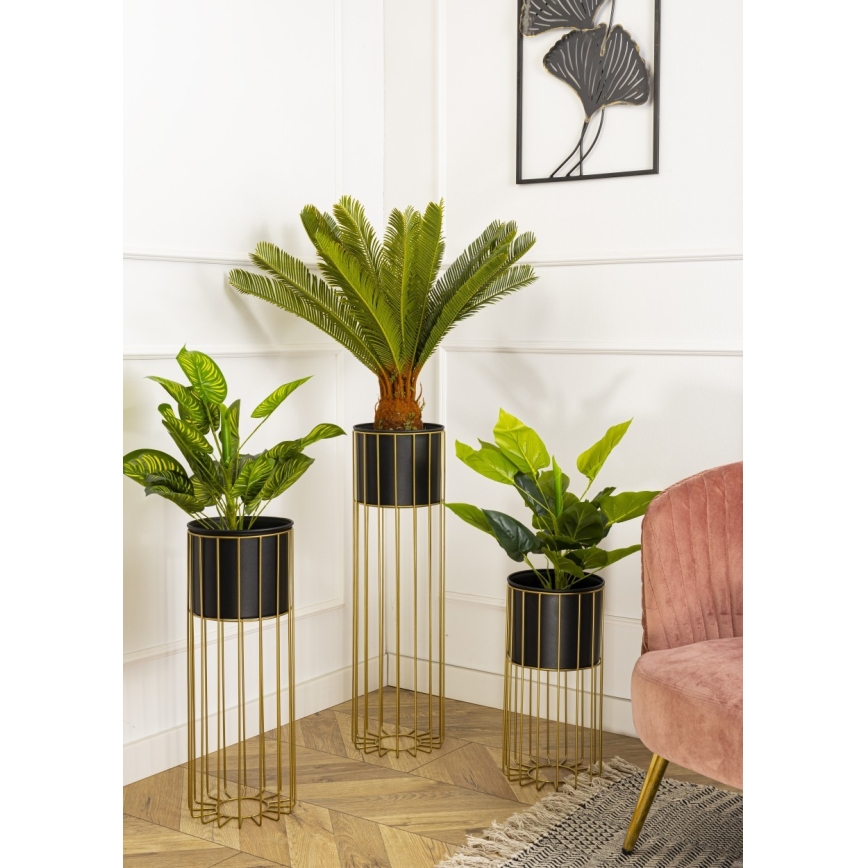 Metalna posuda za cveće LOFT 70x20 cm zlatna/crno