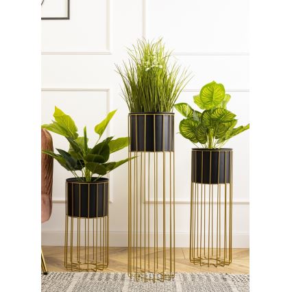 Metalna posuda za cveće LOFT 70x20 cm zlatna/crno