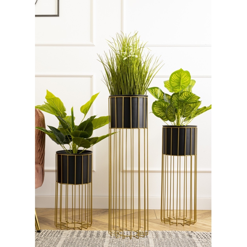 Metalna posuda za cveće LOFT 70x20 cm zlatna/crno