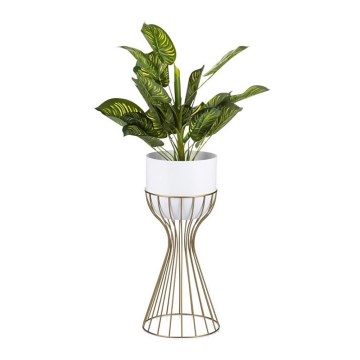 Metalna saksija LOFT 46x20 cm zlatna/bela