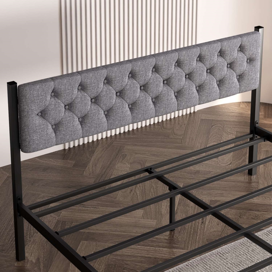 Metalni bračni krevet KAROM 120x200 cm u sivoj boji, nosivost 120 kg