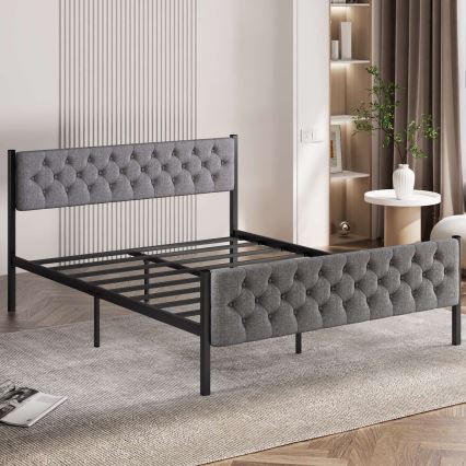 Metalni bračni krevet KAROM 120x200 cm u sivoj boji, nosivost 120 kg
