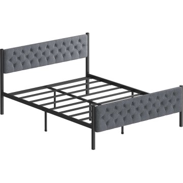 Metalni bračni krevet KAROM 140x200 cm, siva, maksimalna nosivost 200 kg
