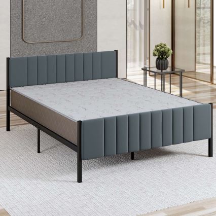 Metalni bračni krevet LUNOR 120x200 cm antracit, nosivost 120 kg