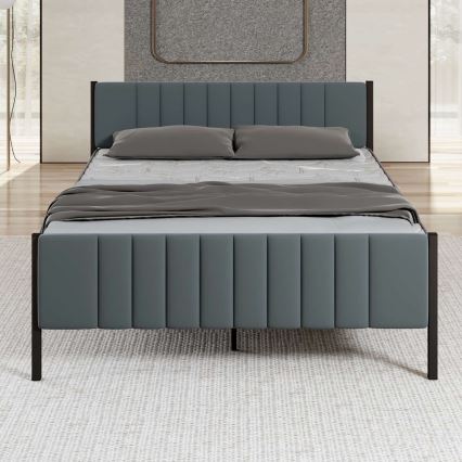 Metalni bračni krevet LUNOR 120x200 cm antracit, nosivost 120 kg