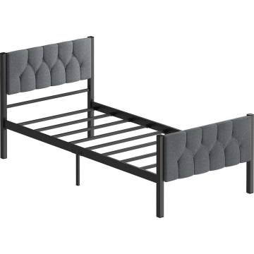 Metalni jednokrevetni krevet KAROM 90x200 cm, sivi, nosivost 120 kg